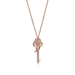 rose gold key pendant necklace with pink diamond
