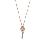 rose gold key pendant necklace with pink diamond