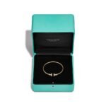 yellow gold diamond T bangle bracelet