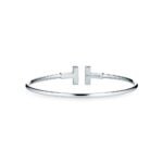 white gold diamond T bangle bracelet