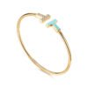 yellow gold diamond turquoise-blue T bangle bracelet