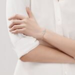 white gold diamond turquoise-blue T bangle bracelet