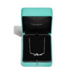 white gold pave diamond knot necklace