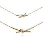 yellow gold pave diamond knot necklace
