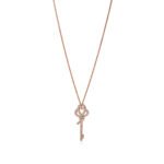 rose gold pave diamond key necklace