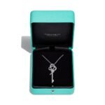 white gold pave diamond key necklace