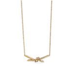 yellow gold pave diamond knot necklace