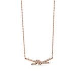 rose gold pave diamond knot necklace