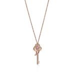 rose gold key pendant necklace with pink diamond