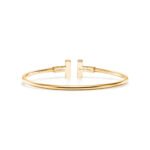 yellow gold diamond turquoise-blue T bangle bracelet