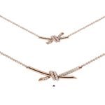rose gold pave diamond knot necklace