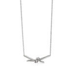 white gold pave diamond knot necklace