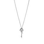 white gold pave diamond key necklace