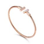 rose gold diamond mother-of-pearl bangle bracelet