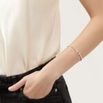 white gold diamond T bangle bracelet