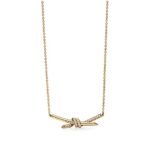 yellow gold pave diamond knot necklace