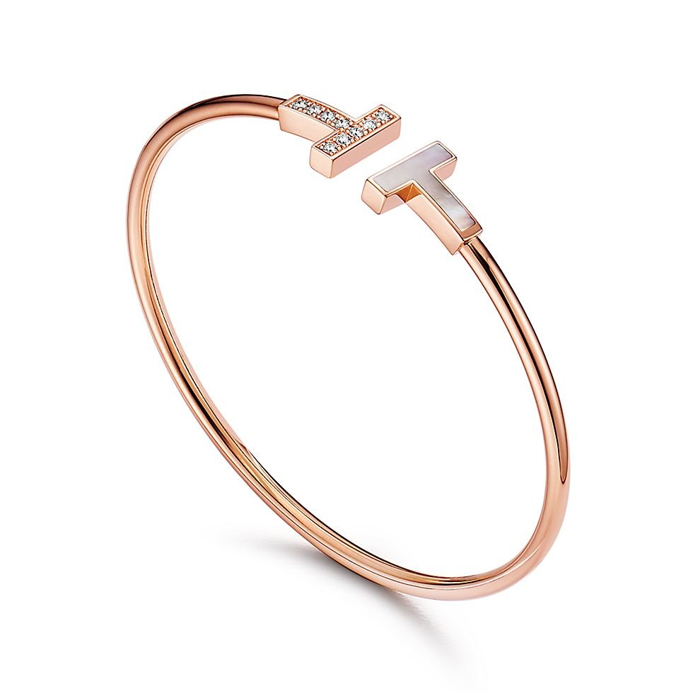 rose gold diamond mother-of-pearl bangle bracelet rose gold diamond mother-of-pearl bangle bracelet