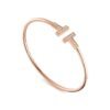 rose gold diamond T bangle bracelet