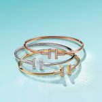 white gold diamond T bangle bracelet