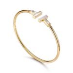 yellow gold mother of pearl T bangle bracelet