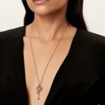 rose gold pave diamond key necklace