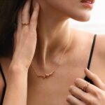 rose gold pave diamond knot necklace