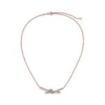 two-tone pave diamond knot necklace