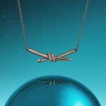 rose gold pave diamond knot necklace