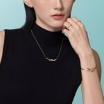 rose gold pave diamond knot necklace