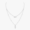 white gold layered double circle diamond necklace