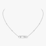 white gold three diamond bar pendant necklace