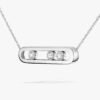 white gold three diamond bar pendant necklace