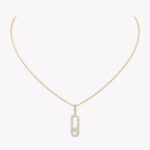 yellow gold vertical diamond pave pendant necklace