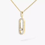 yellow gold vertical diamond pave pendant necklace