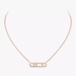 rose gold brushed three diamond bar pendant necklace
