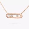 rose gold brushed three diamond bar pendant necklace