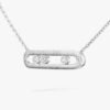 white gold brushed three diamond bar pendant necklace
