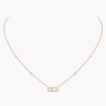yellow gold single diamond pave bar pendant necklace