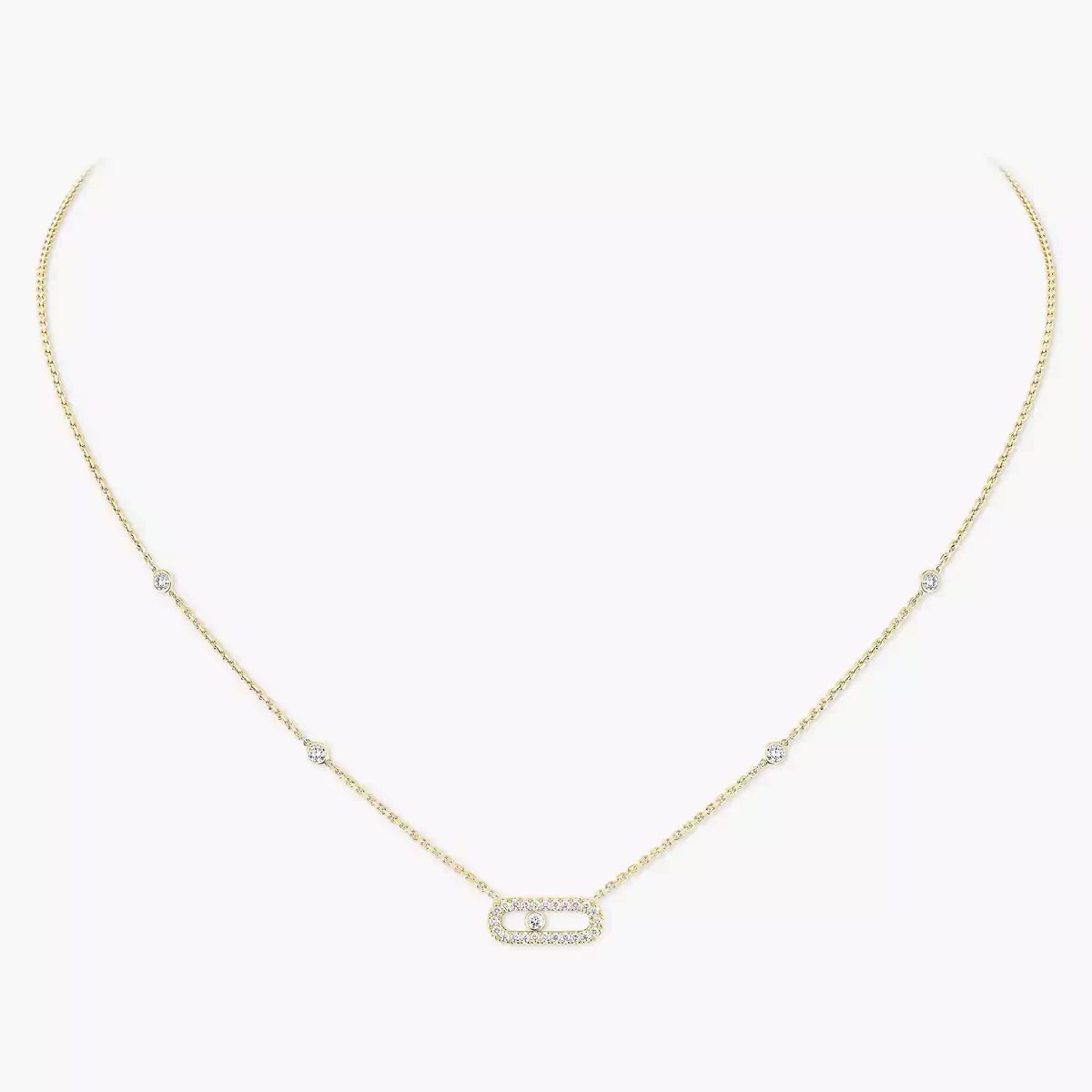 yellow gold single diamond pave bar pendant necklace