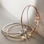rose gold diamond T bangle bracelet