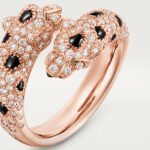 18K rose gold pavé panther open ring