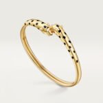 18k gold double panther head bangle bracelet