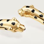 18k gold double panther head bangle bracelet