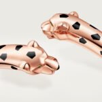 18k rose gold double panther head bangle bracelet