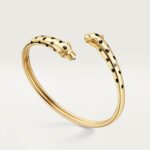 18k gold double panther head bangle bracelet
