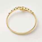 18k gold double panther head bangle bracelet