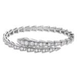 white gold Serpenti Viper diamond open bangle bracelet